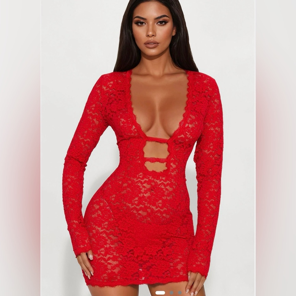 NWT Elegant Red Lace Dress size M